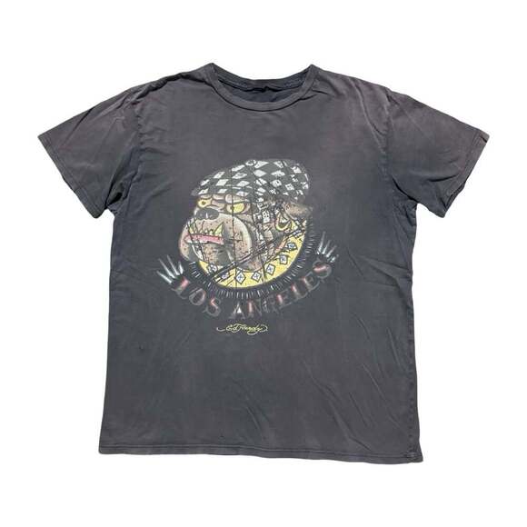 Ed Hardy Tops - Vintage Ed Hardy Los Angeles Bull Dog Women’s Tshirt Size XL
